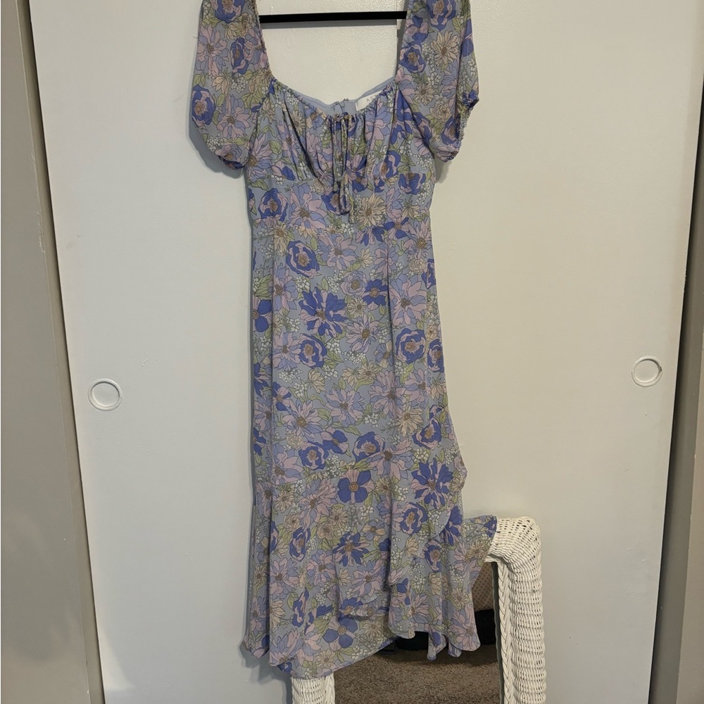 ASTR The Label Multi-colored Ruffle Midi Dress